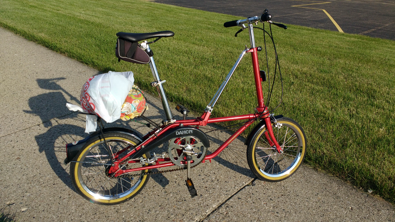 It has a 3-speed Sturmey Archer AW hub which is, predictably, geared too high.